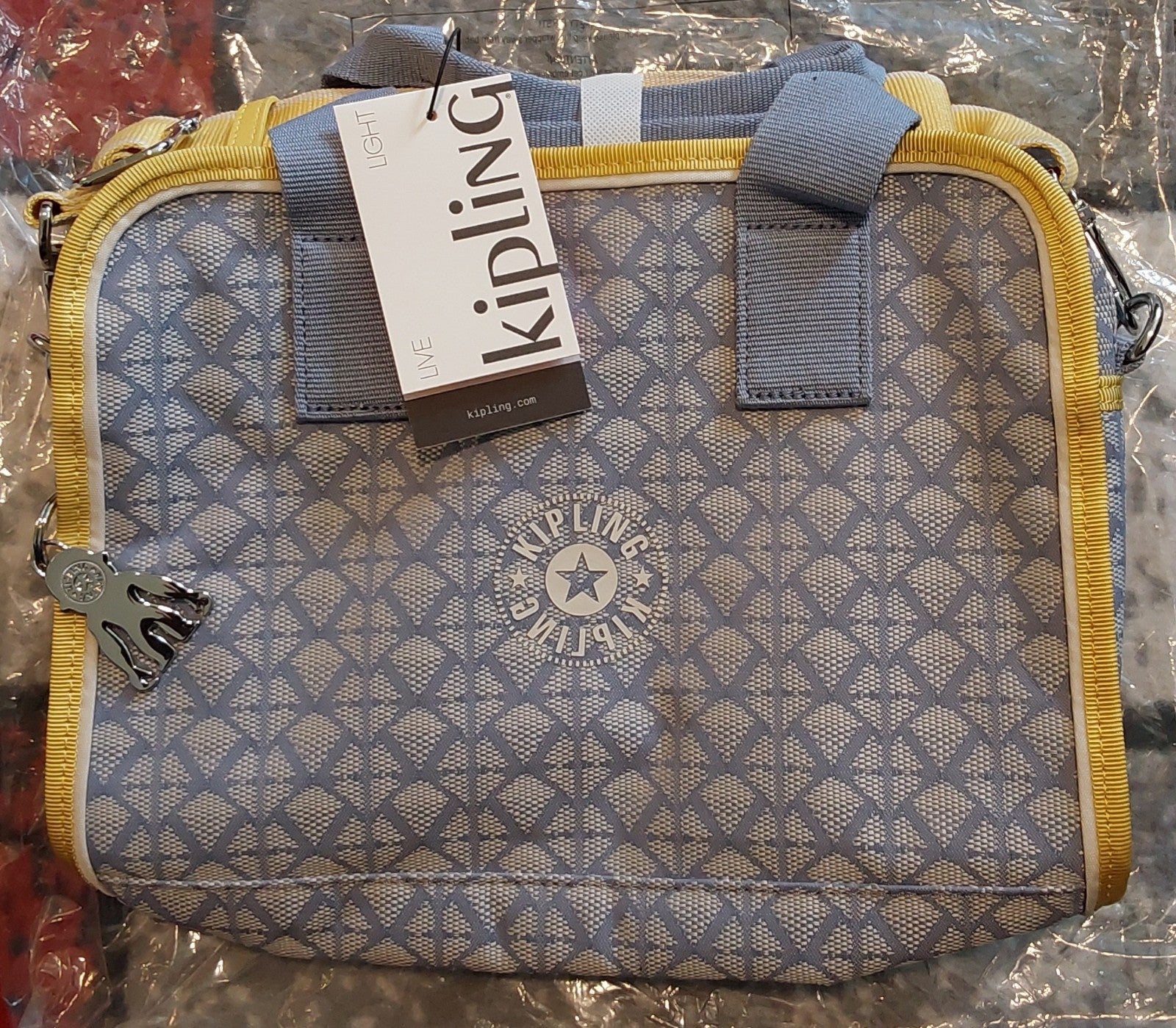 Kipling Rosalyn Boxy Grab Handbag Sport Blue Slate Yellow NWT 🔥🔥🔥RARE!!!