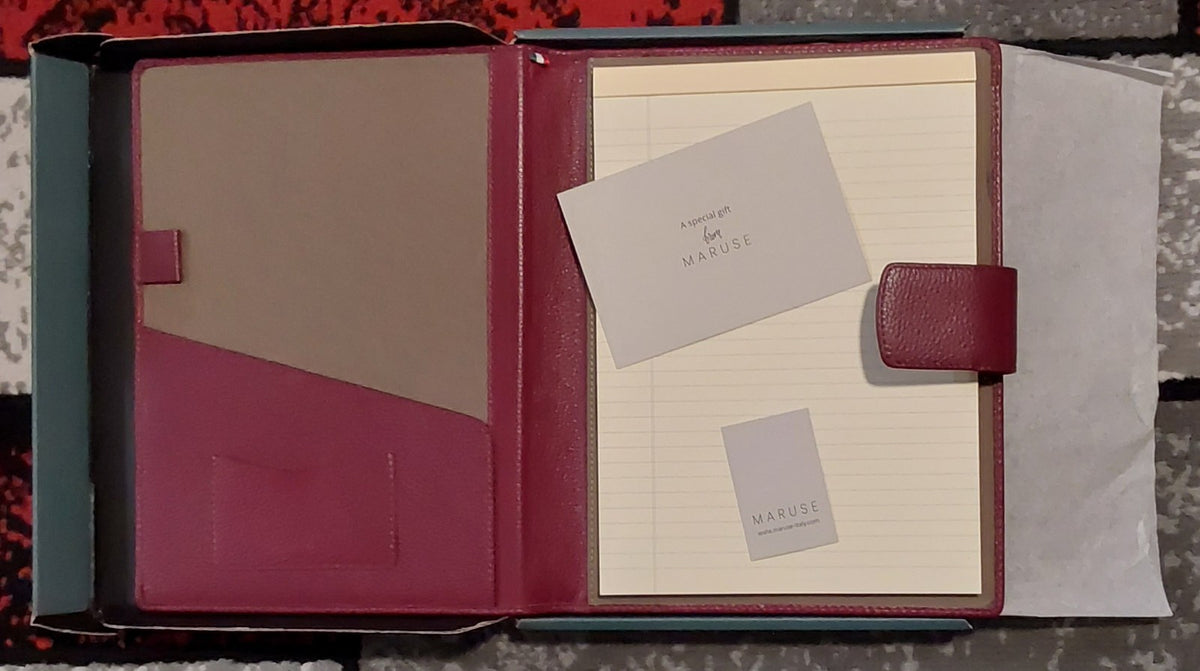 Maruse Italian Leather Executive Magnetic Padfolio Fold Organizer Wine NIB🔥🔥🔥