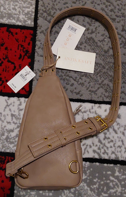 Antik Kraft Strap Sling Backpack Soft Leather Crossbody Taupe NWT 🔥🔥🔥