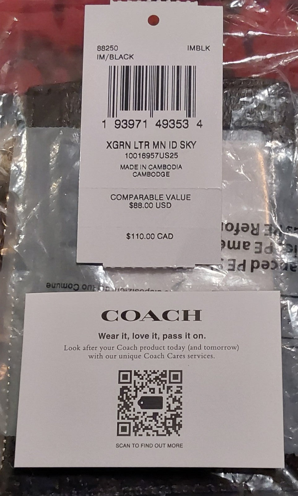 Coach Mini Skinny Id Case In Signature Black NWT 🔥🔥🔥