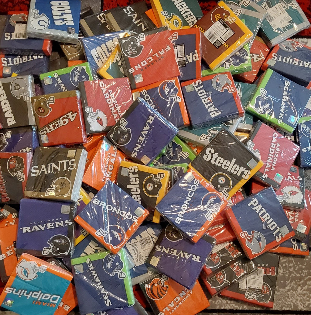 NFL Football Napkins 36pcs 2 PLY Any 5 Pack Team Variation Best Price!!!🔥🔥🔥
