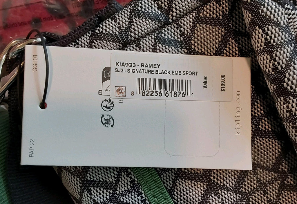 Kipling Ramey Boxy Grab Handbag Sport Emerald Black NWT 🔥🎁🔥