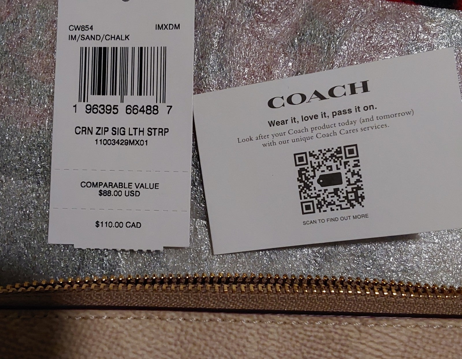 Coach Corner Zip Wristlet Signature & Skinny ID Wallet Sand NWT 🔥🔥🔥