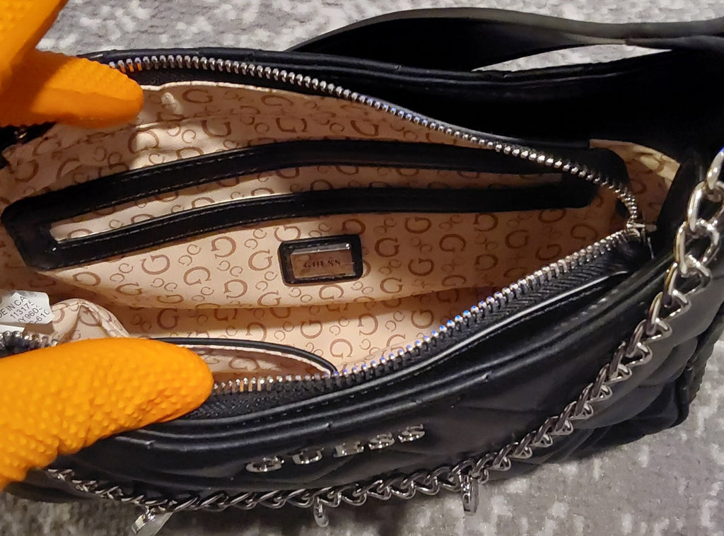 Guess Monogram Quilted Tana Top Zip Shoulder Bag Black Blemished NEW🔥🔥🔥