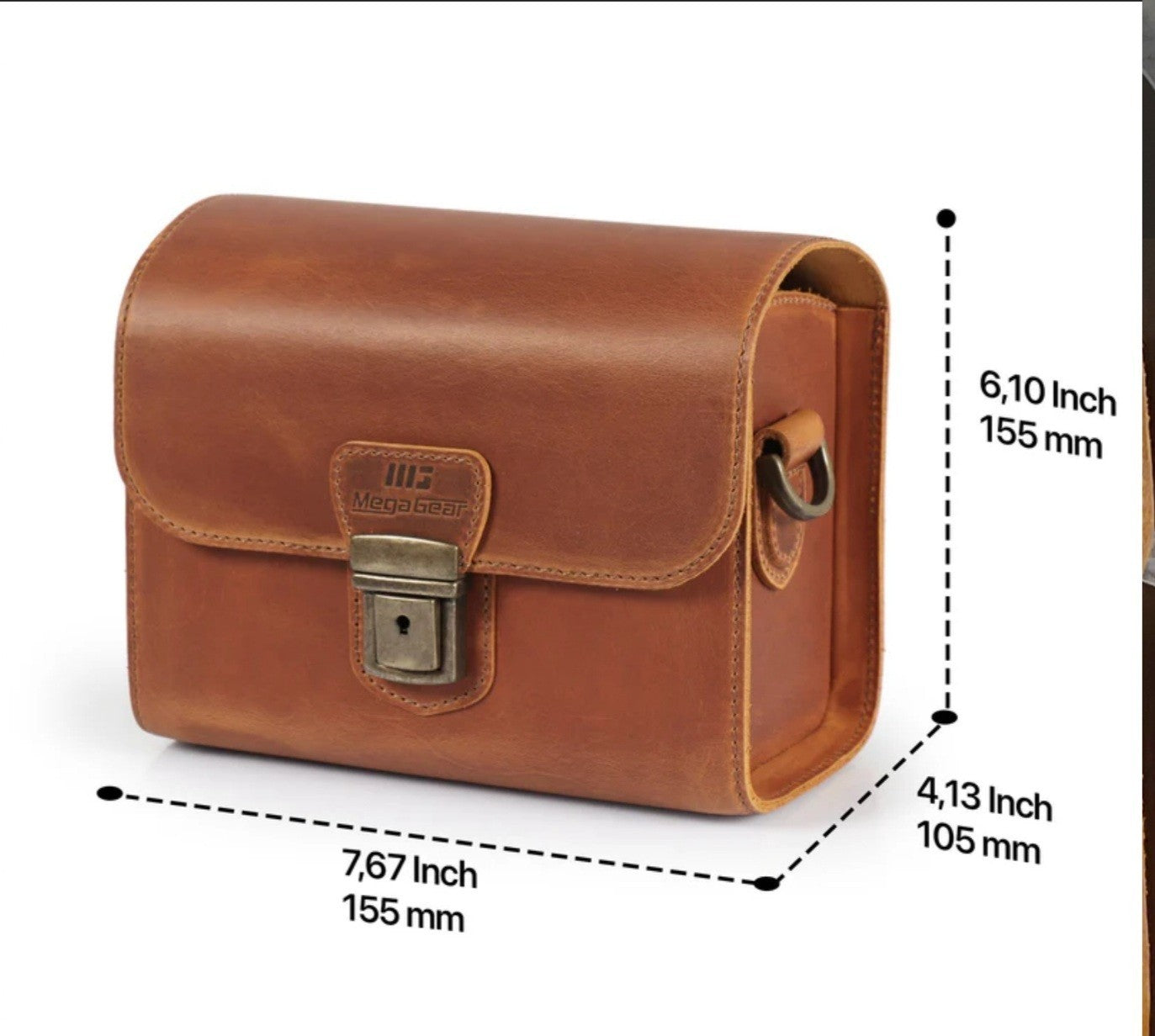 MegaGear Pebble Top Grain Leather Camera Messenger Bag Brown NIB 🔥🔥🔥