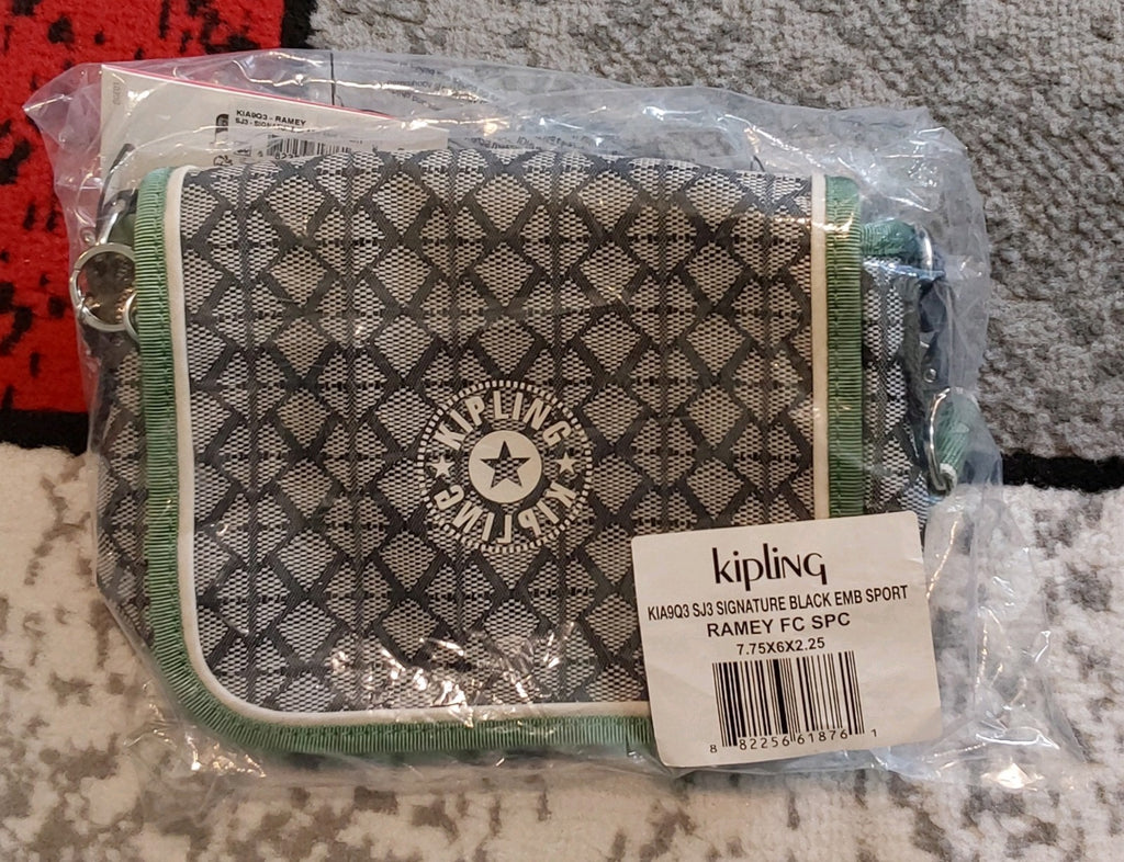 Kipling Ramey Boxy Grab Handbag Sport Emerald Black NWT 🔥🎁🔥