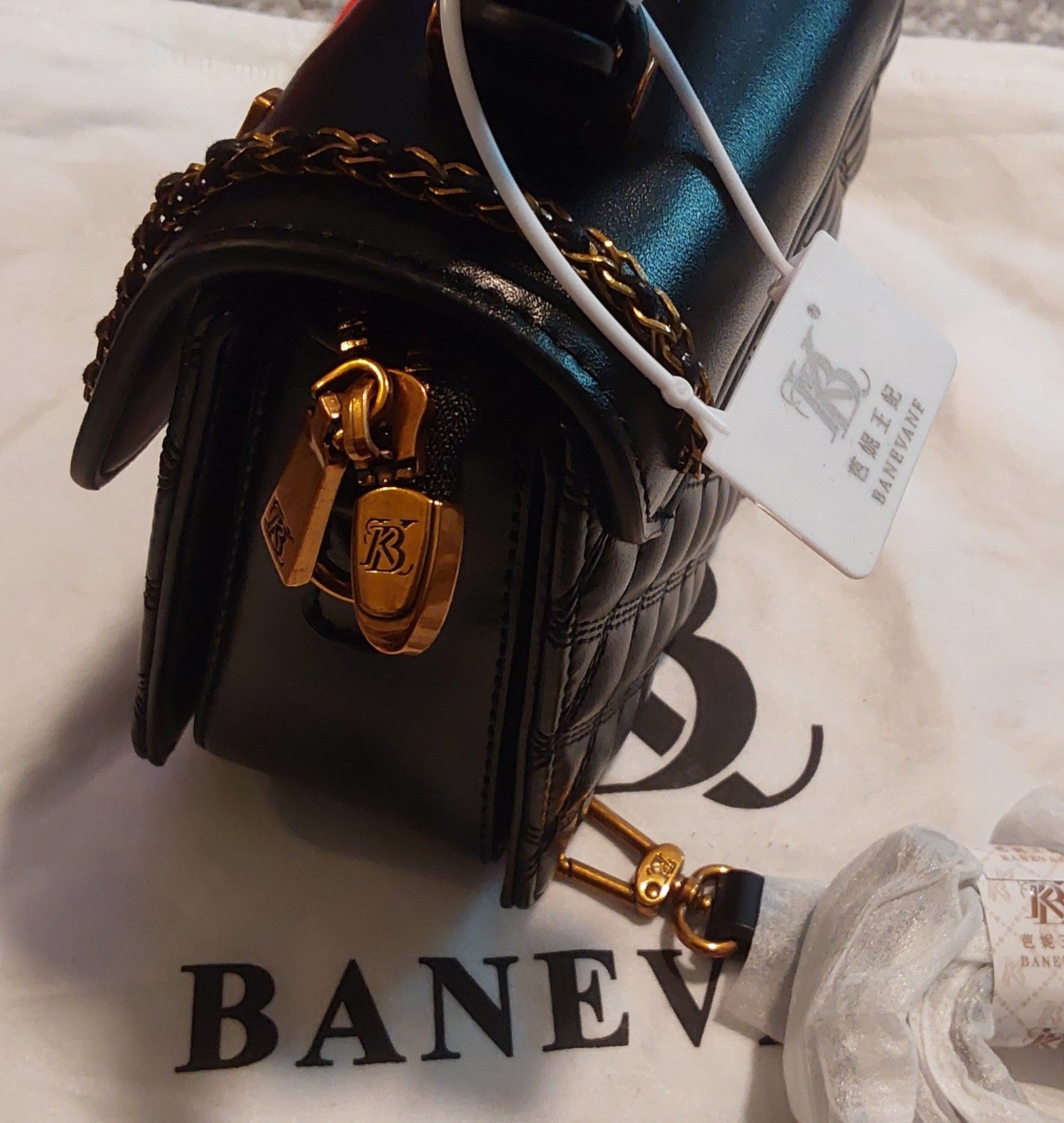 Banevanf Diamond Quilted 100% Authentic Asian Luxury Bag Black NWT 🔥🔥🔥
