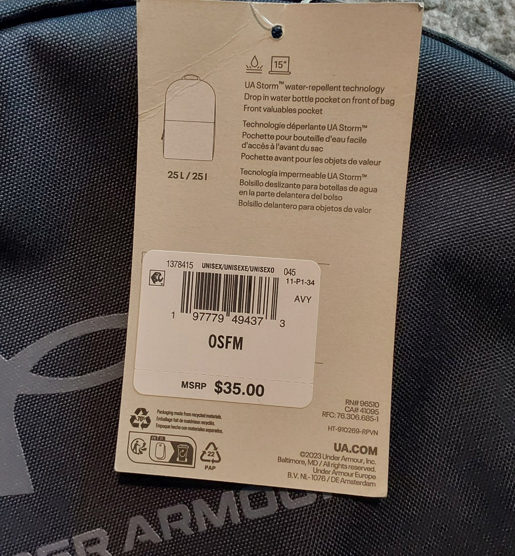 Under Armour Loudon Backpack Midnight Navy Downpour Gray 25L NWT 🔥🎁🔥