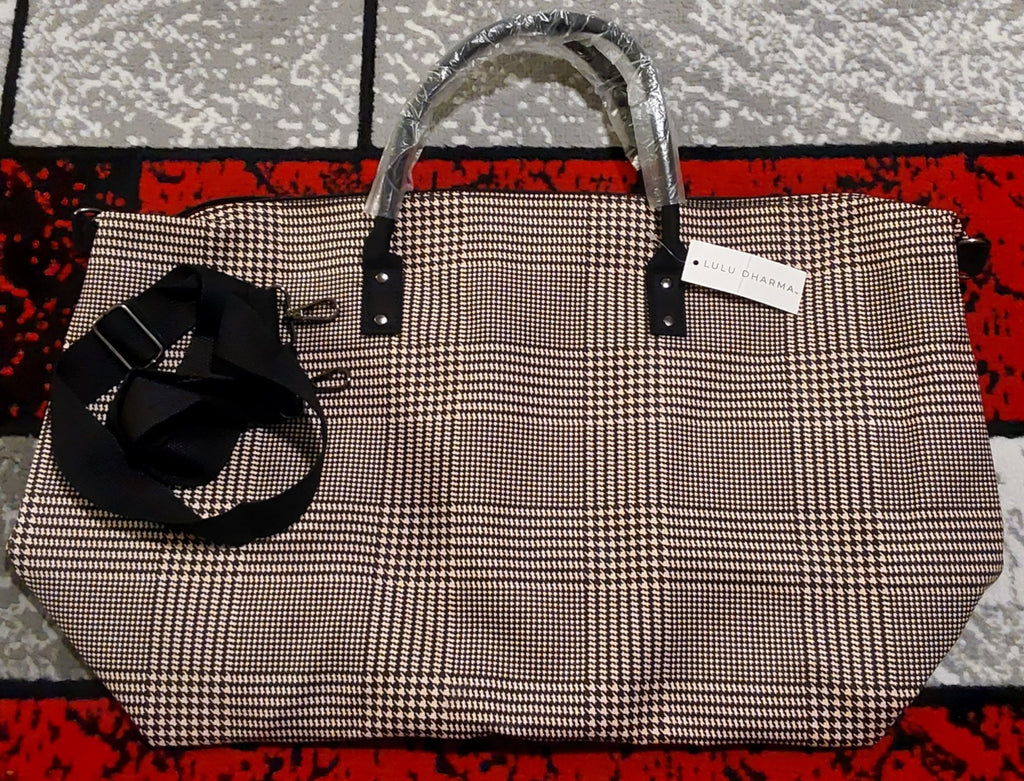 Lulu Dharma Pink Plaid Frasier Weekender Bag Overnight Travel Tote NWT 🔥🔥🔥