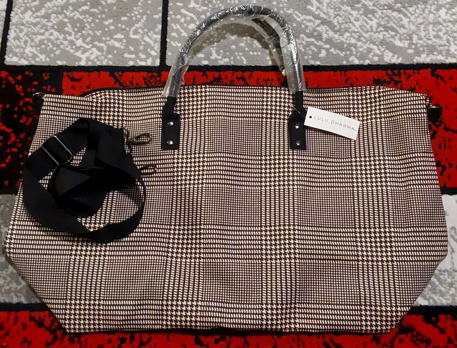 Lulu Dharma Pink Plaid Frasier Weekender Bag Overnight Travel Tote NWT 🔥🔥🔥