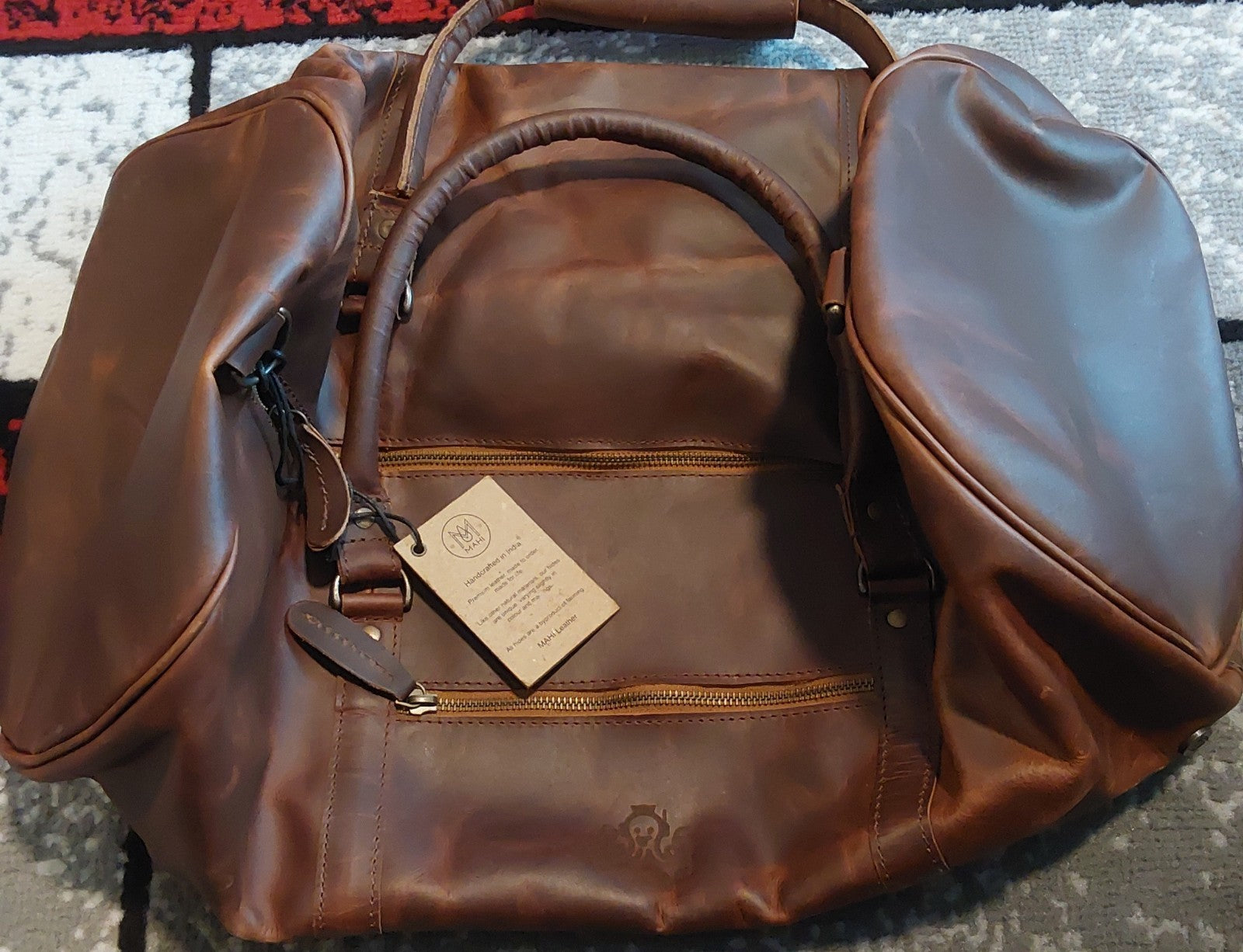 Mahi Leather Duffle Soft Distressed Chocolate Blemished With Logo New🔥🔥🔥