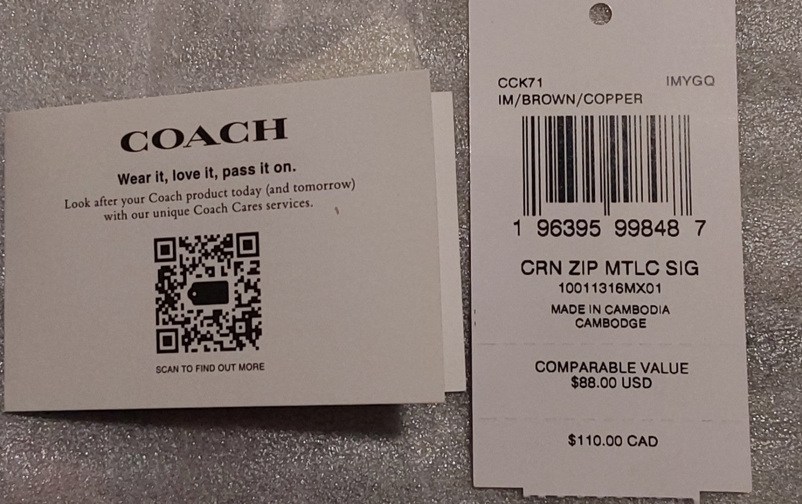 Coach Corner Zip Wristlet Signature Brown Copper NWT 🔥🔥🔥