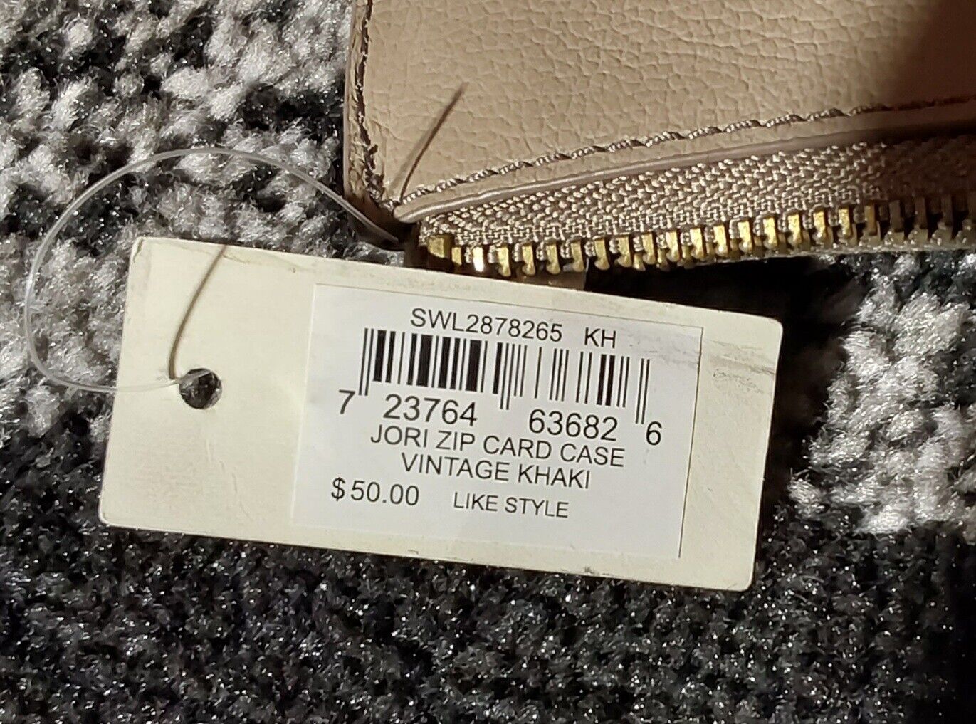 Fossil Jori Zip Card Case Stylish Small Wallet Khaki NWT