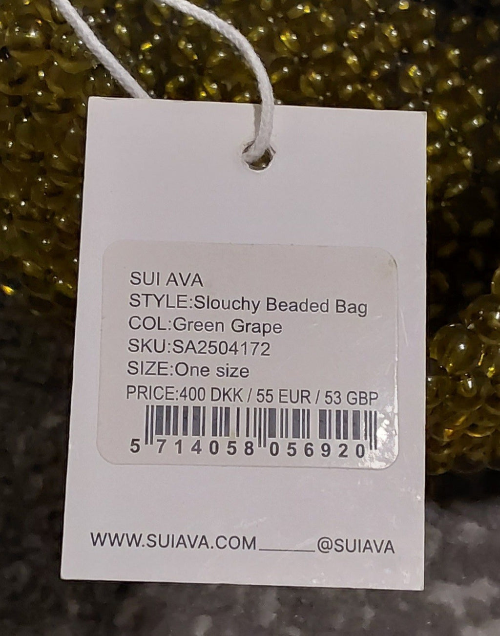 SUI AVA Slouchy Beaded Handbag In Green Grape NWT 🔥🔥🔥