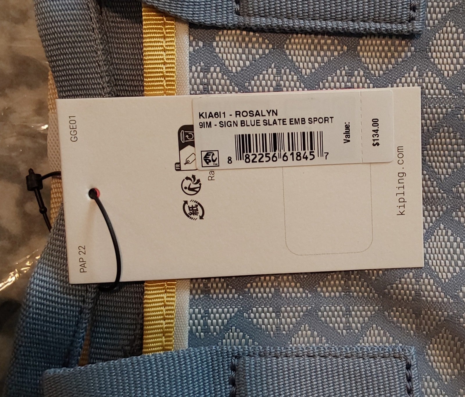 Kipling Rosalyn Boxy Grab Handbag Sport Blue Slate Yellow NWT 🔥🎁🔥