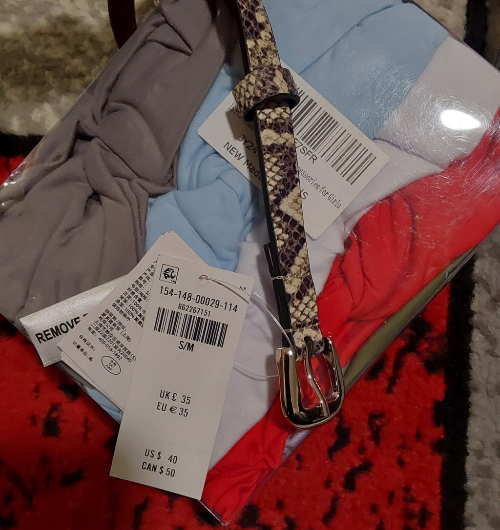 Abercrombie Fitch Animal Print Belt Small & 16 Piece Cloth Headbands New🔥🔥🔥