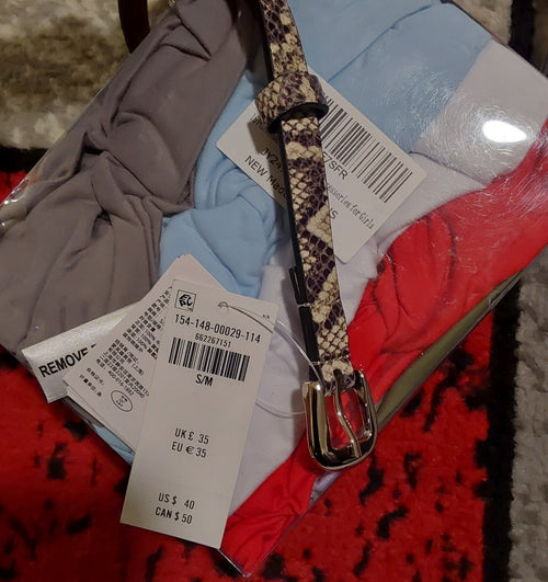 Abercrombie Fitch Animal Print Belt Small & 16 Piece Cloth Headbands New🔥🔥🔥
