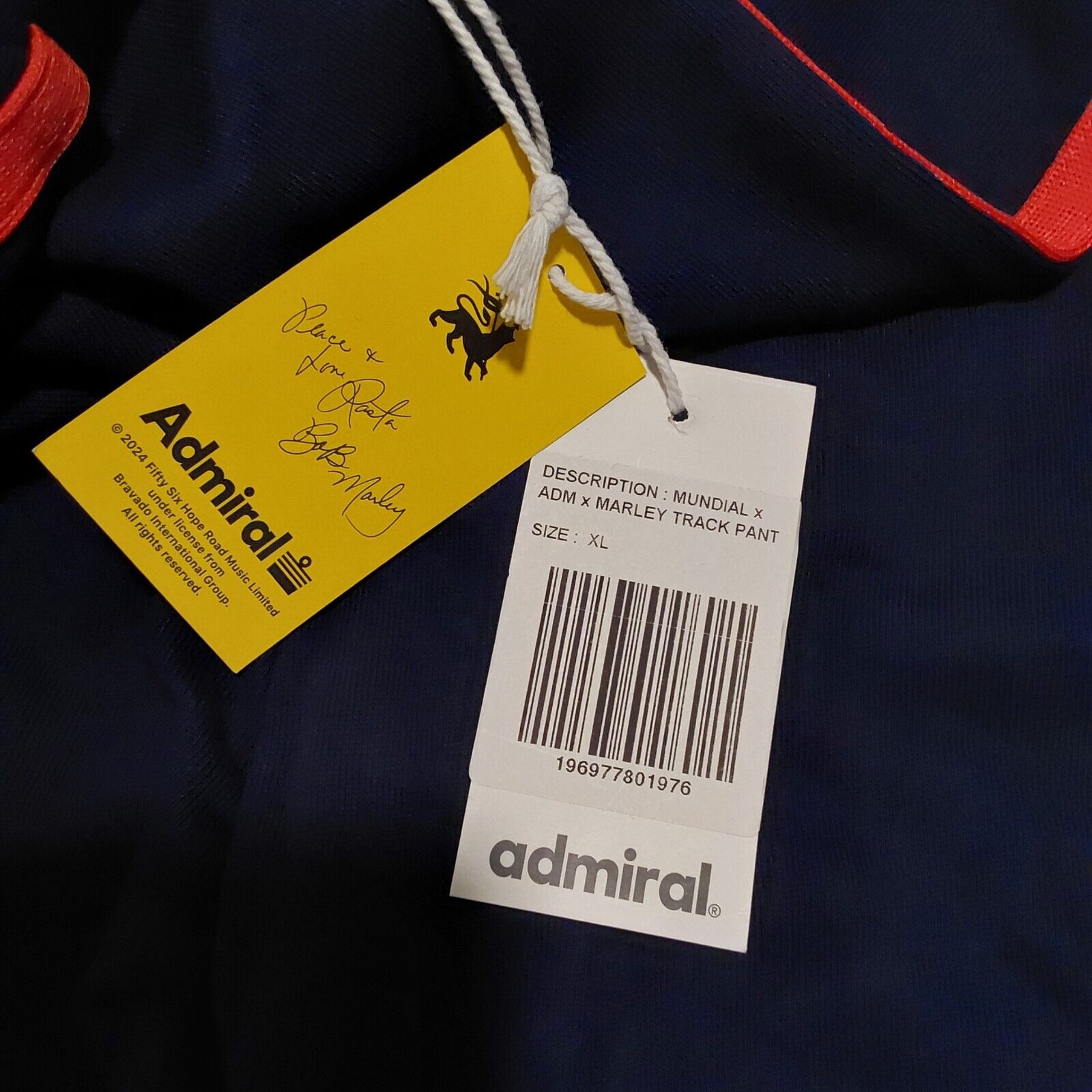 Bob Marley x Mundial x Admiral Track Pants in Navy & Red Size XL NWT