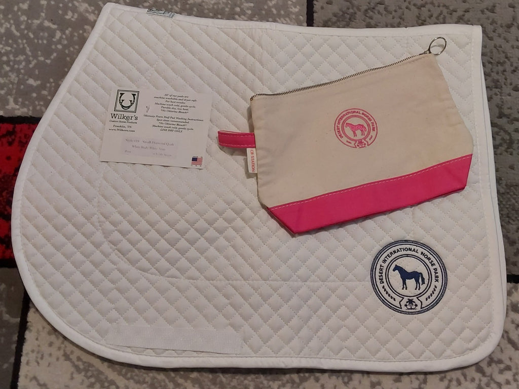 Wilkers Quilted Pony Pad & CB Station Small Canvas Zip Bag W/Logo Pink 🔥🔥🔥