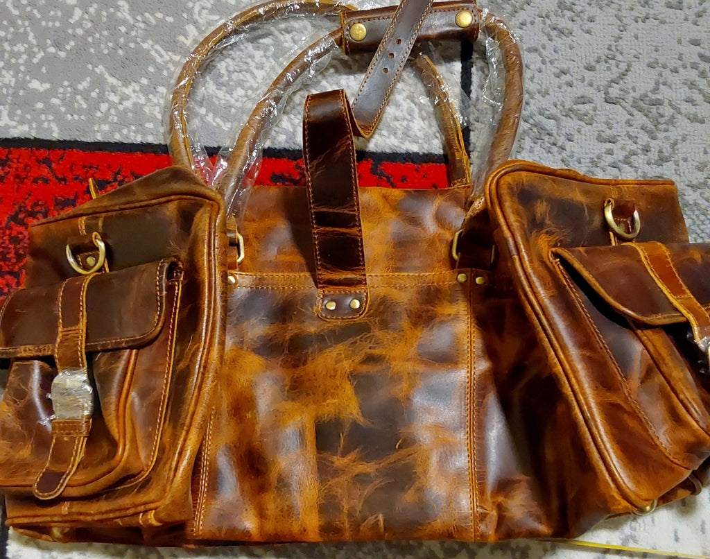 Distressed Brown Leather Duffel Bag Large NEW 🔥🎁🔥