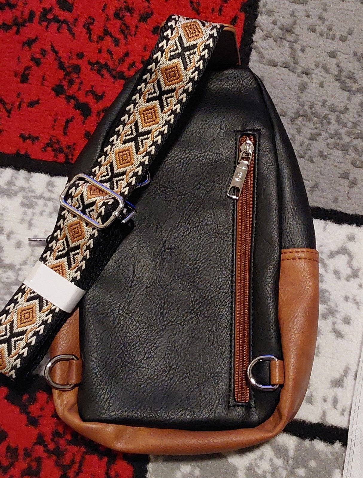 Bostanten PU Leather Crossbody Black Brown With Guitar Strap NWT 🔥🔥🔥