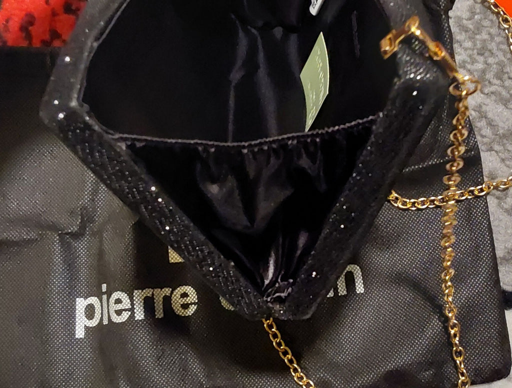 PIERRE CARDIN Hard Bowtie Clutch Chain Purse Black New🔥🔥🔥Blemished