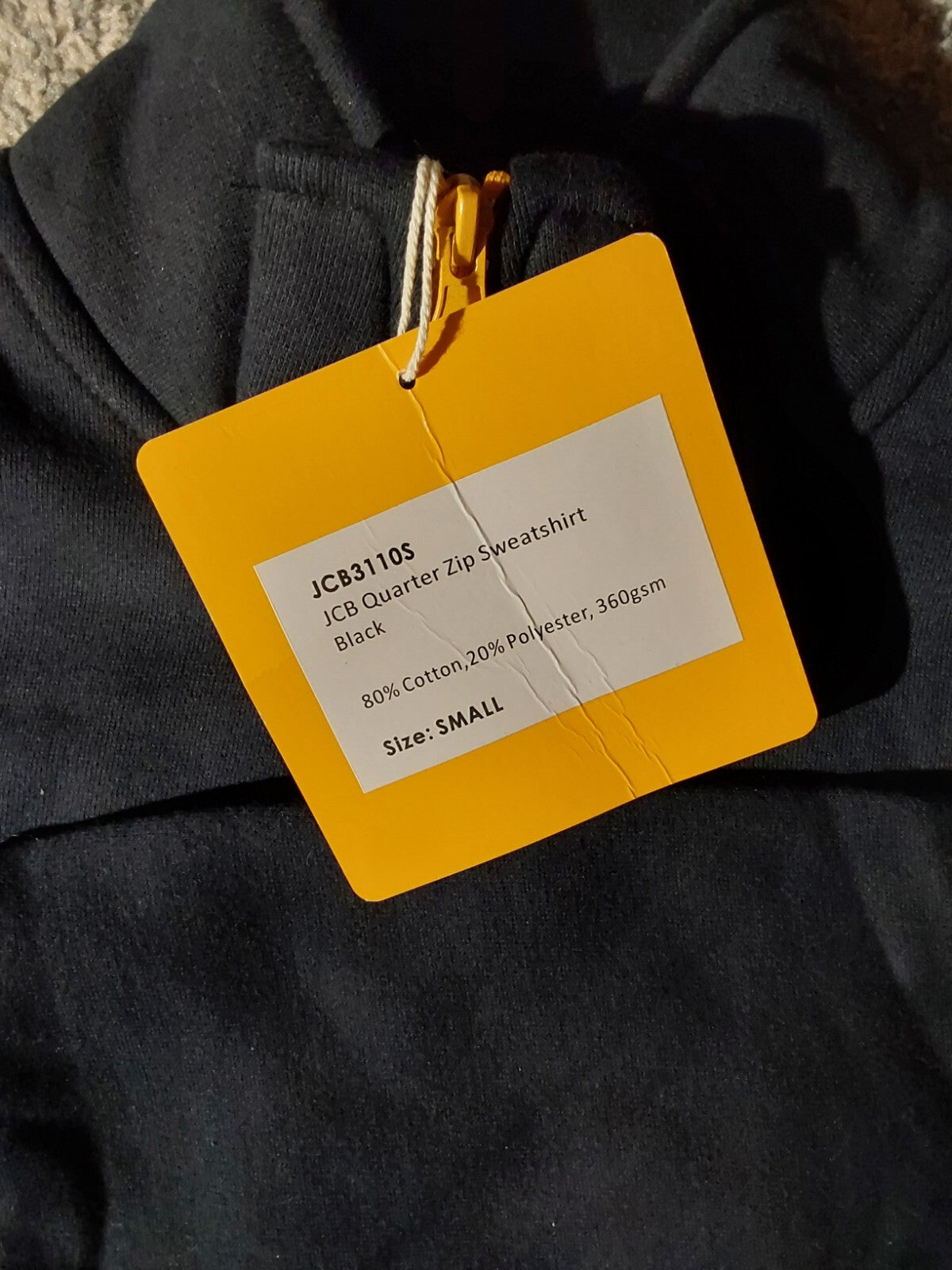 Official JCB 1/4 Zip Logo Long Sleeve Sweatshirt Small Black NWT🔥🔥🔥