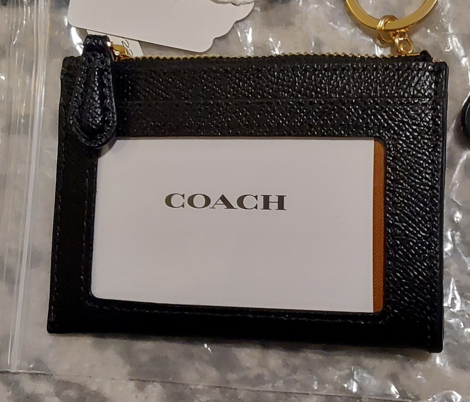 Coach Mini Skinny Id Case In Signature Black NWT 🔥🔥🔥