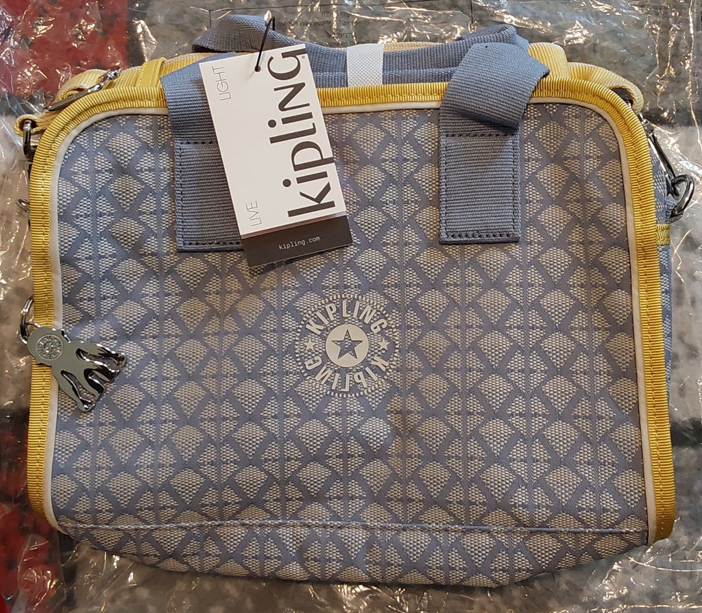 Kipling Rosalyn Boxy Grab Handbag Sport Blue Slate Yellow NWT 🔥🎁🔥