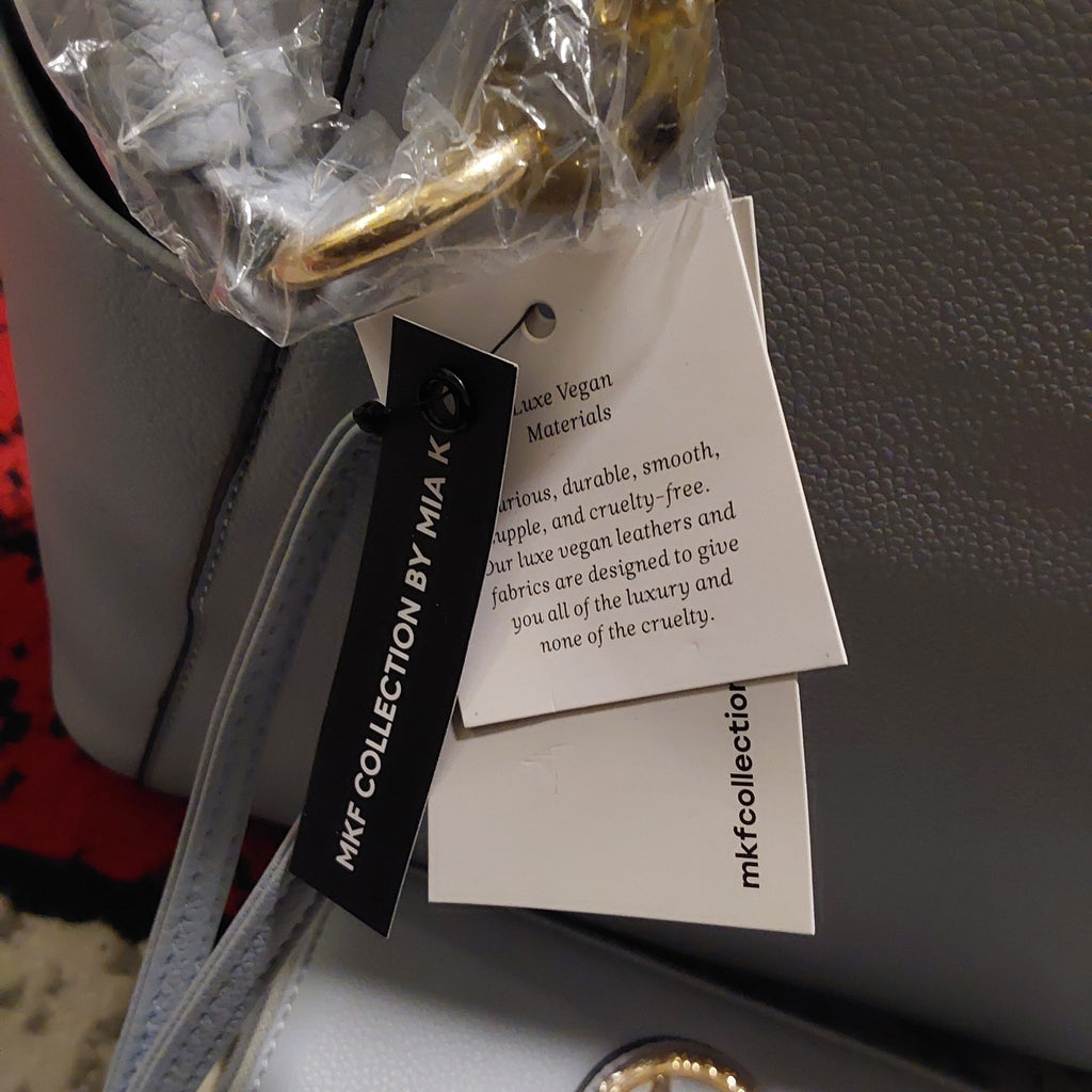 MFK Collection by Mia K Tote Bag & Wristlet Vegan Leather Gray NWT 🔥🔥🔥