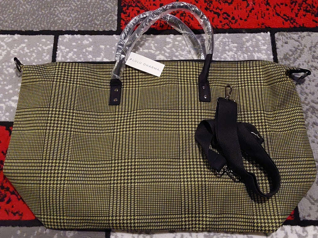 Lulu Dharma Green Plaid Frasier Weekender Bag Overnight Travel Tote NWT 🔥🔥🔥