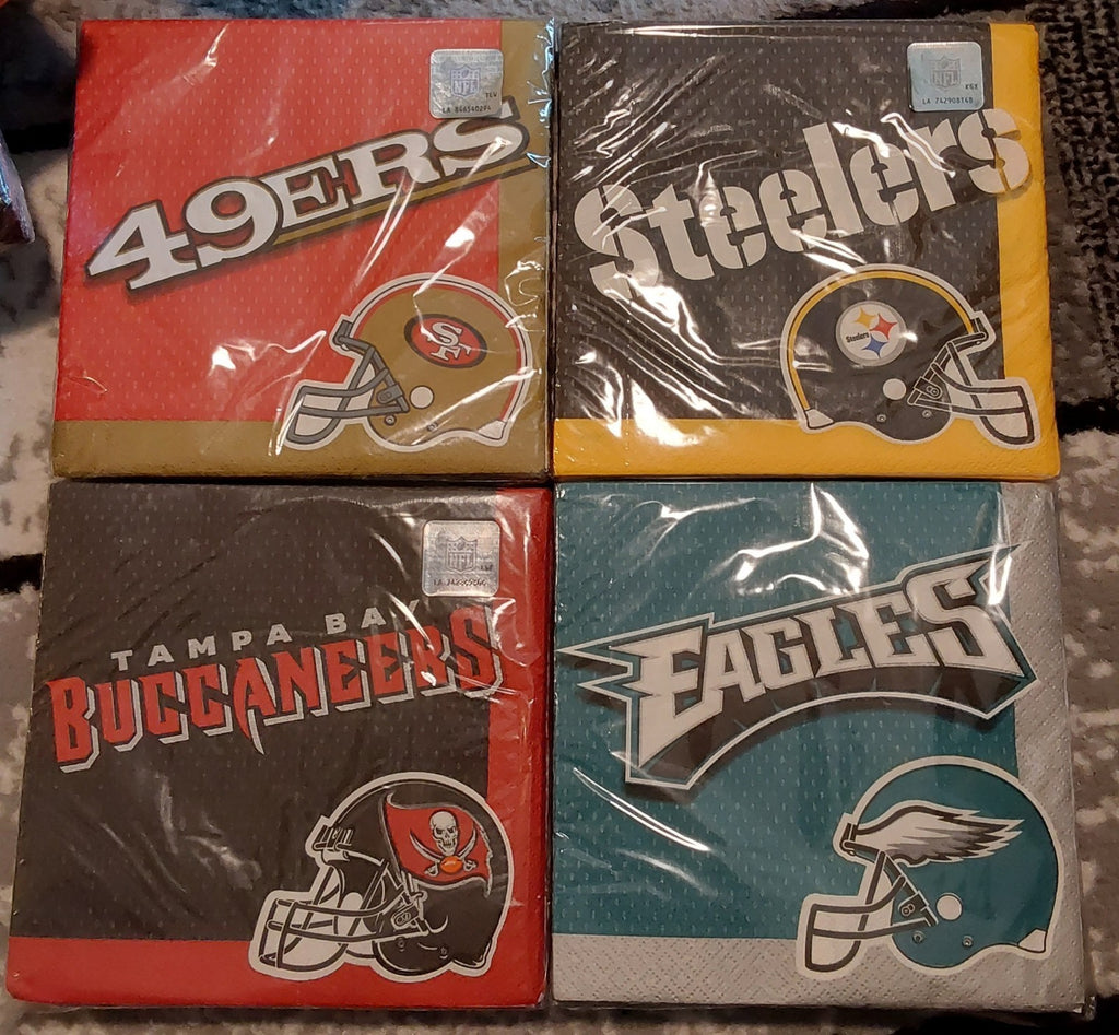 NFL Football Napkins 36pcs 2 PLY Any 5 Pack Team Variation Best Price!!!🔥🔥🔥