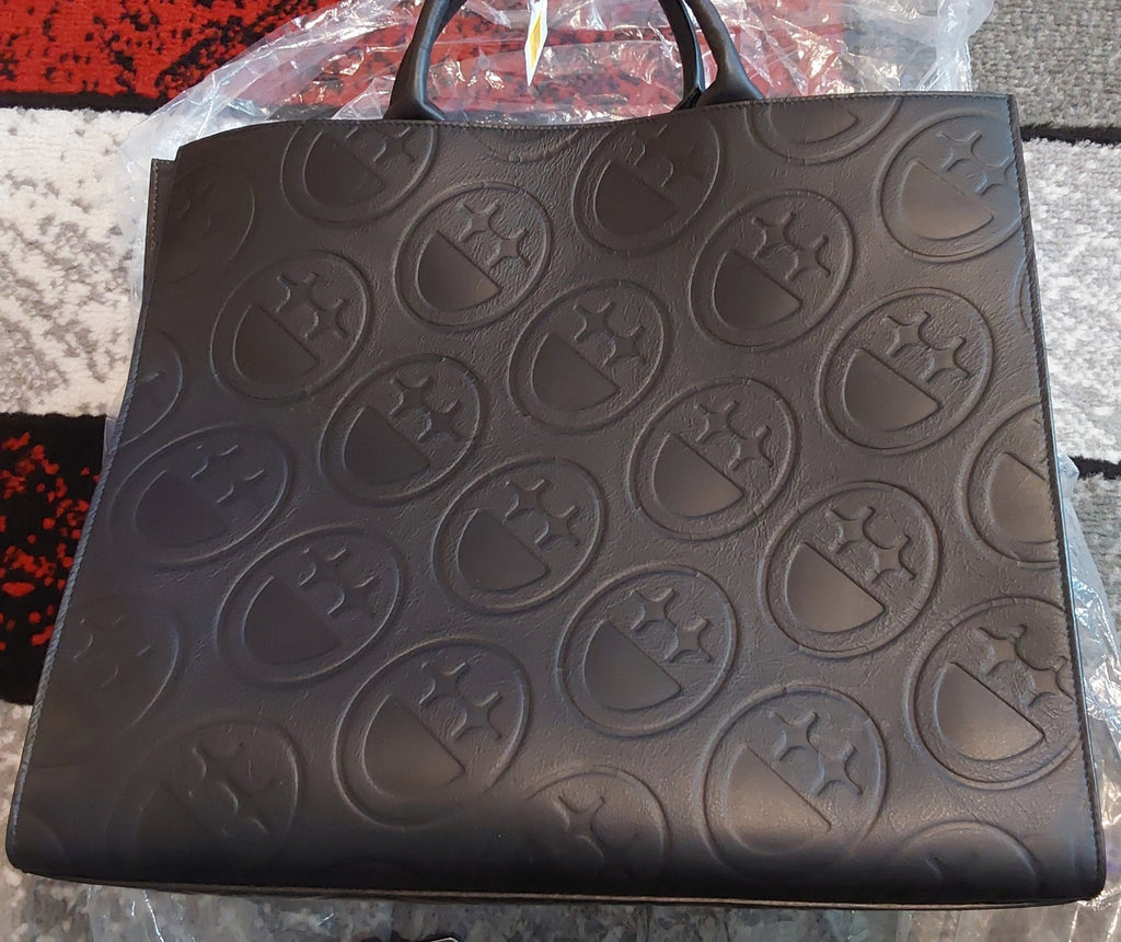 Bigface Xl Tote Bag & Zip Pouch Monogram Embossed Black NWOT 🔥🔥🔥