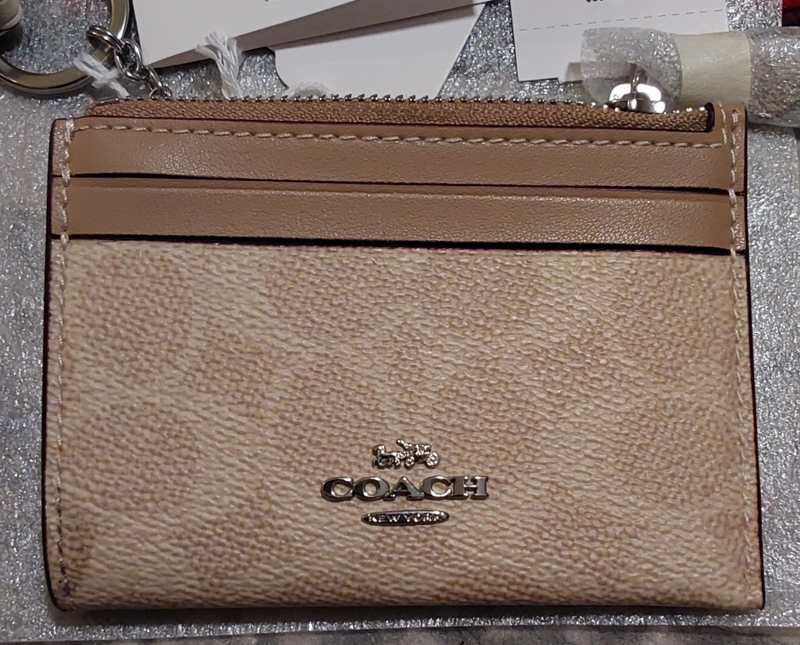 Coach Corner Zip Wristlet Signature & Skinny ID Wallet Sand NWT 🔥🔥🔥