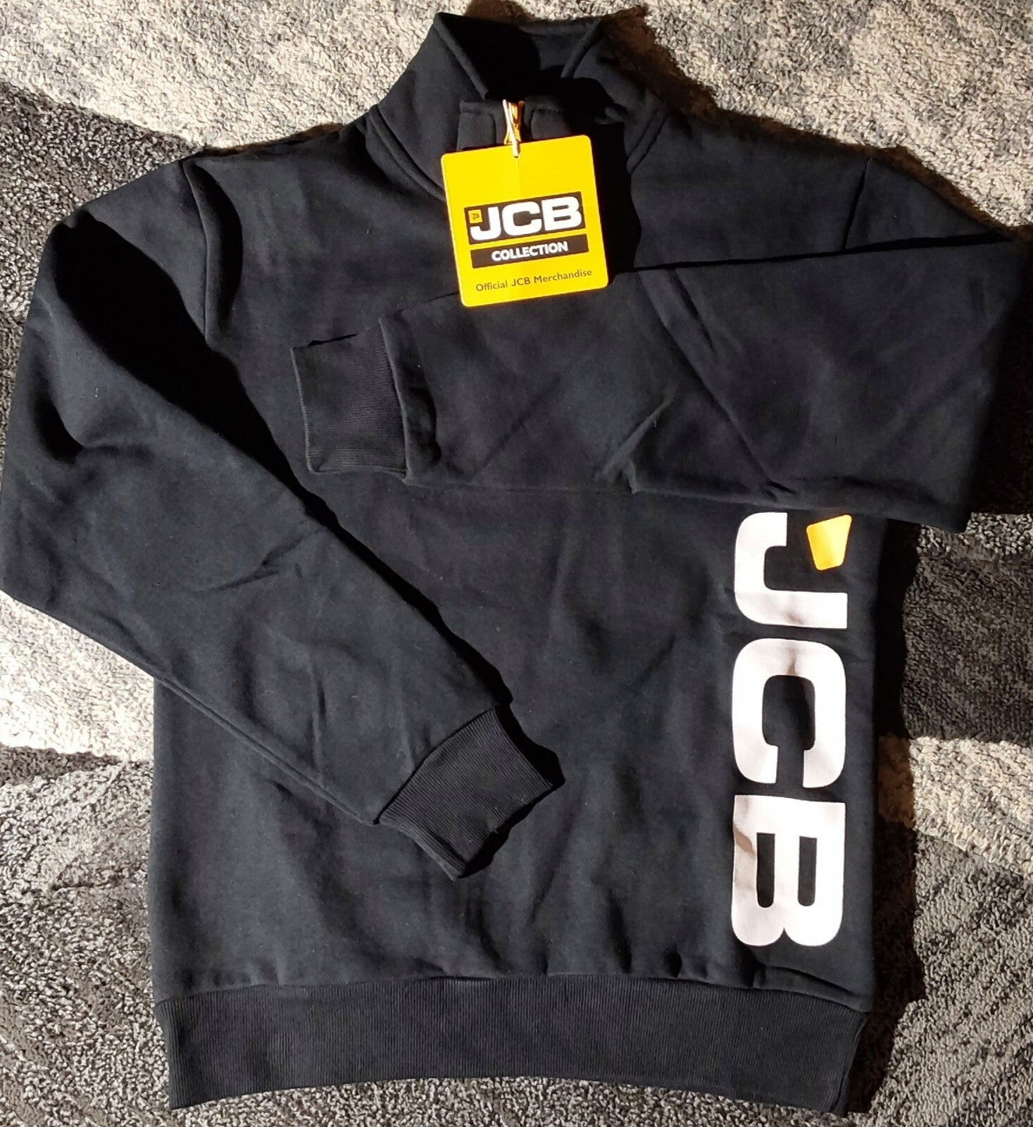 Official JCB 1/4 Zip Logo Long Sleeve Sweatshirt Small Black NWT🔥🔥🔥
