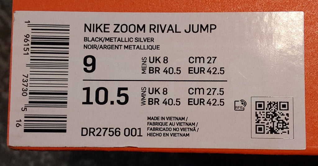 Nike Zoom Rival Jump Mens Track & Field Shoes Black Silver Size 9 NWOB🔥🔥🔥