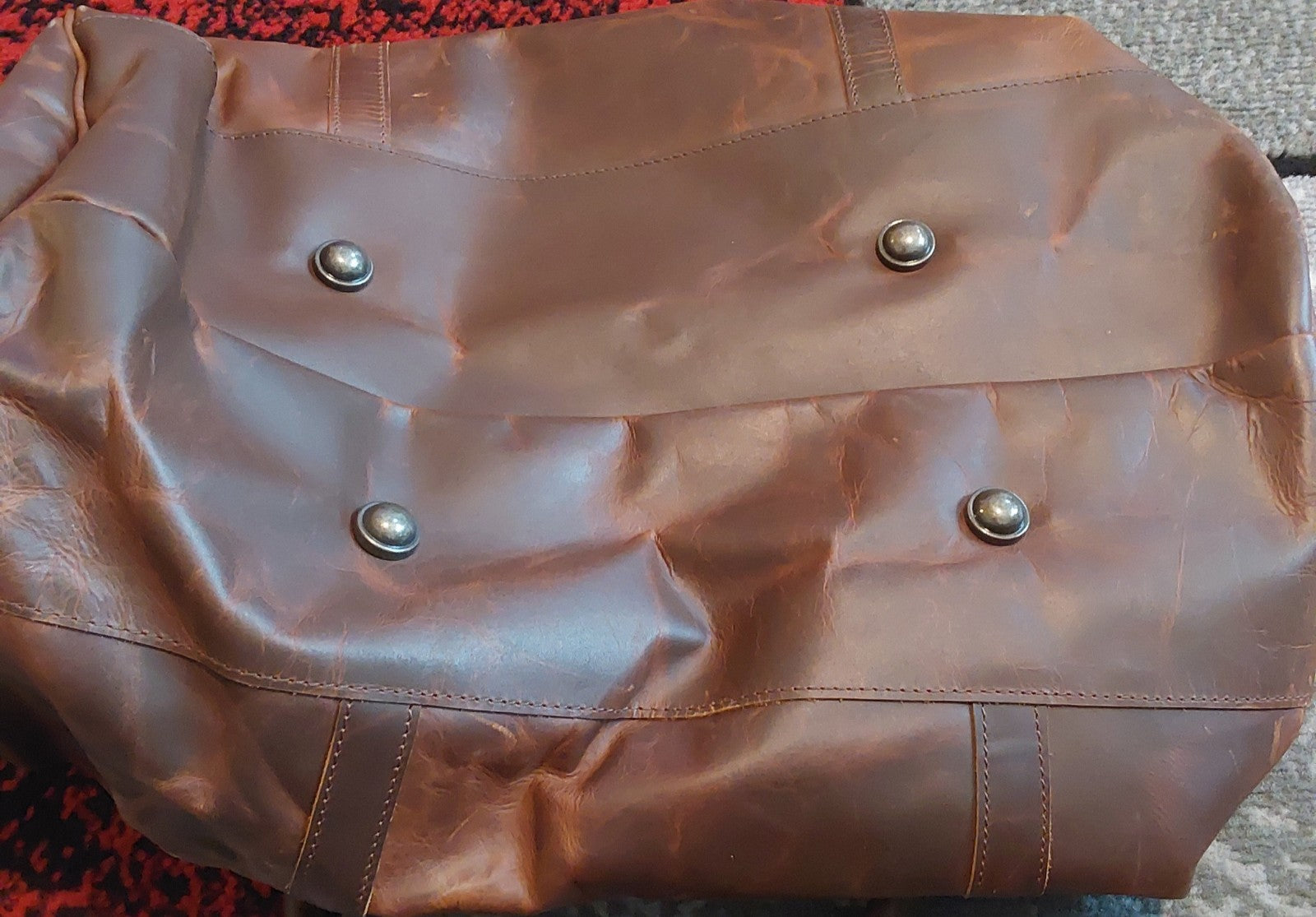 Mahi Leather Duffle Soft Distressed Chocolate Blemished With Logo New🔥🔥🔥