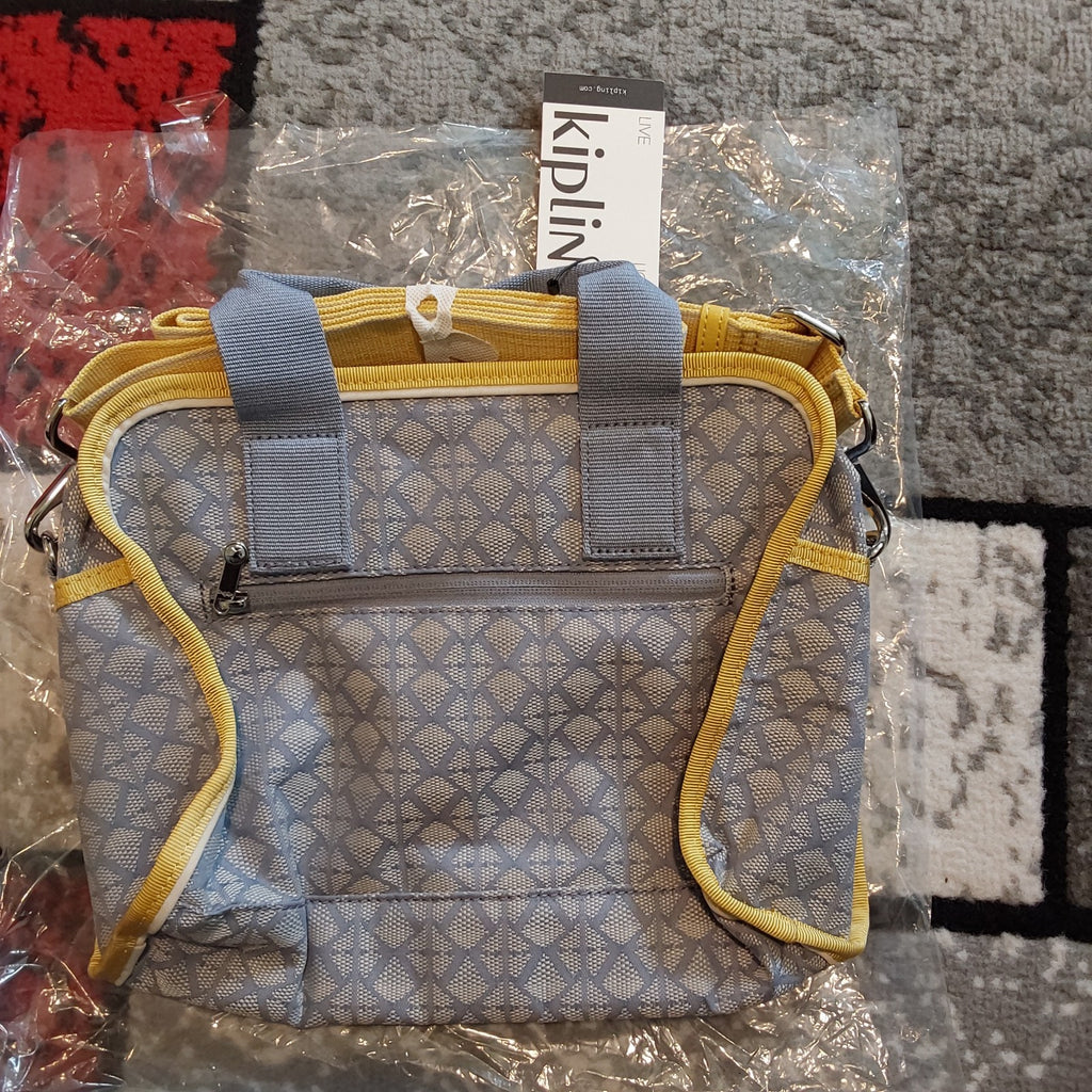 Kipling Rosalyn Boxy Grab Handbag Sport Blue Slate Yellow NWT 🔥🎁🔥