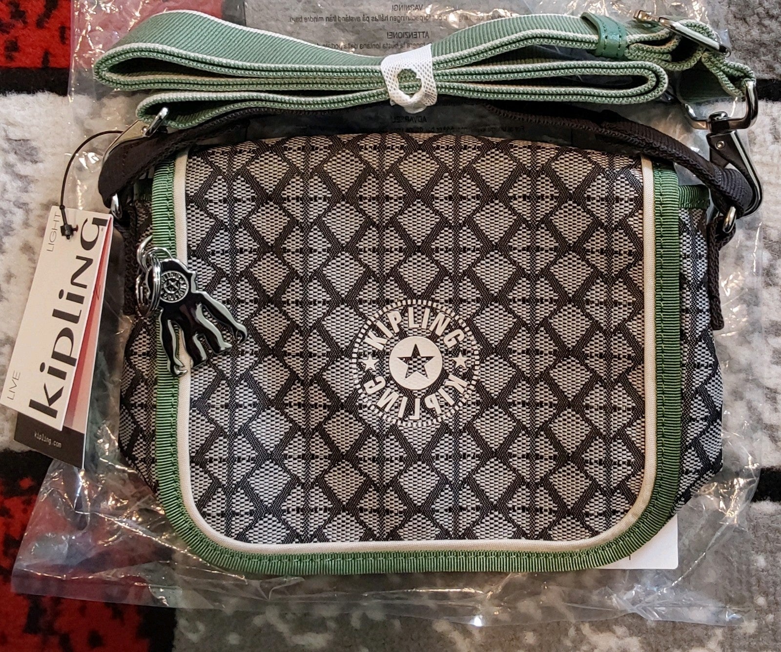 Kipling Ramey Boxy Grab Handbag Sport Emerald Black NWT 🔥🔥🔥