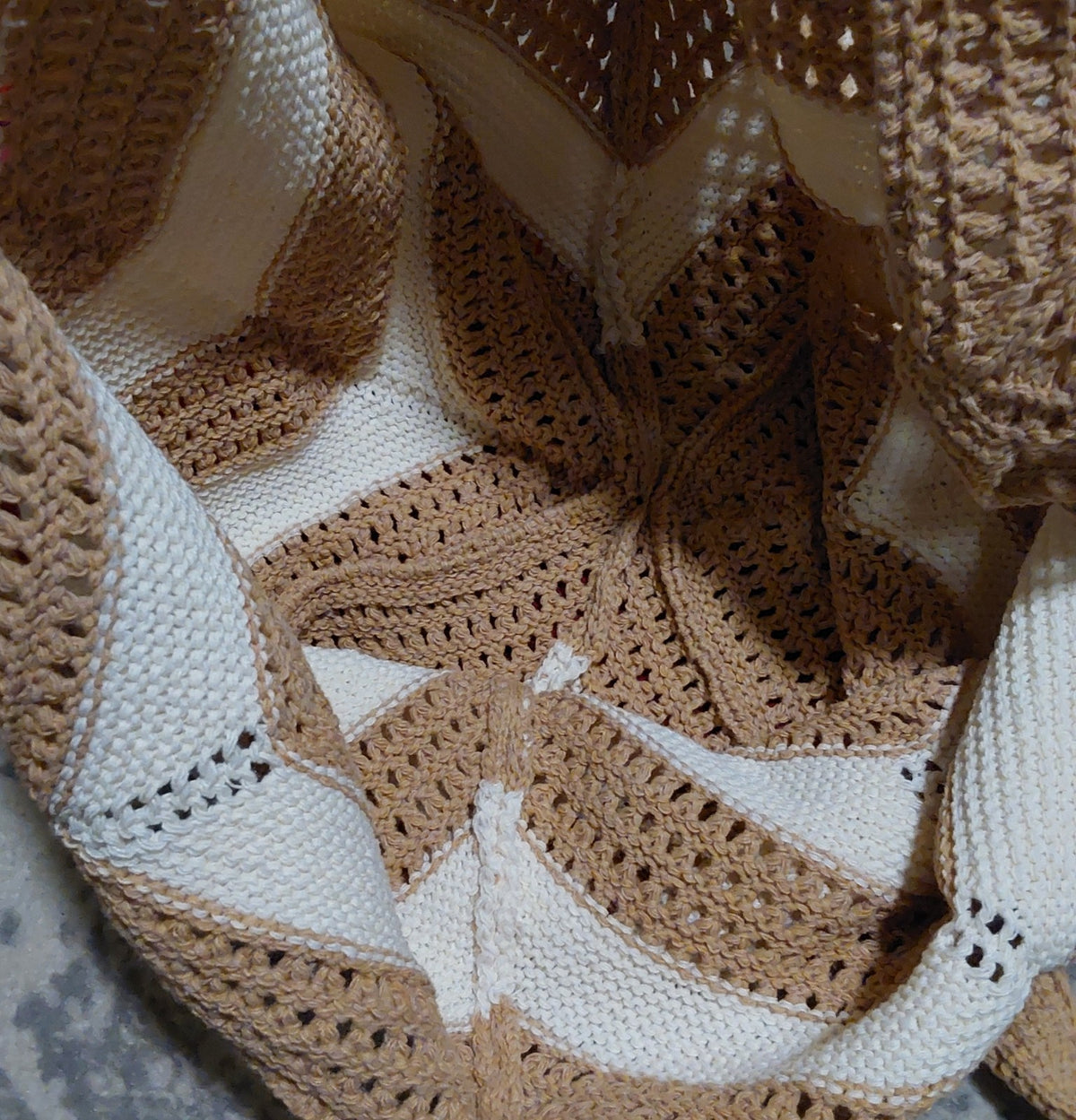 Cupshe Chevron Crochet Tote Bag Beige White Beach Casual Handbag NWT 🔥🔥🔥