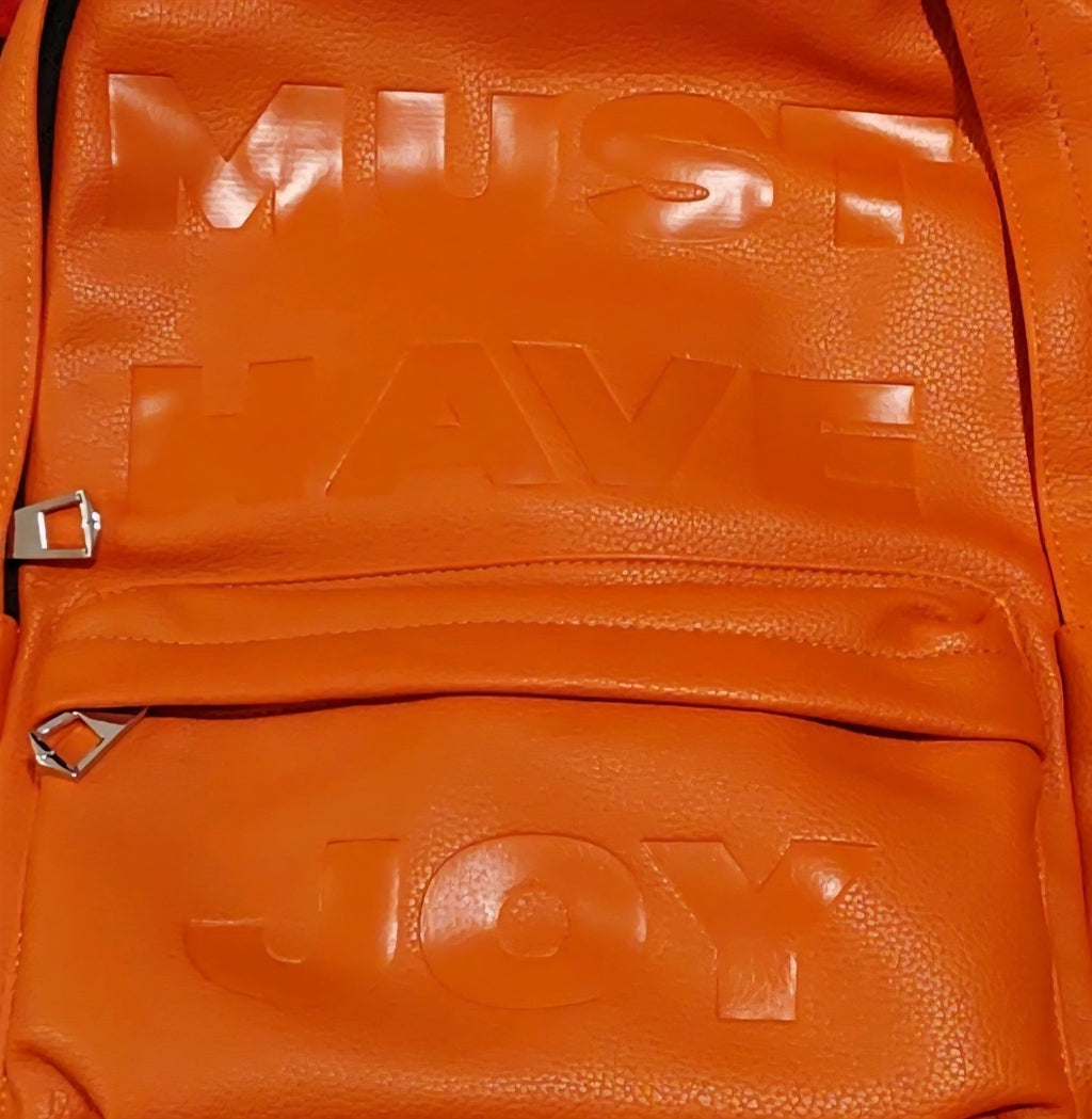 MHJ musthavejoy "I'm Bossed Bag" Monogram Logo Backpack Orange New🔥🔥🔥