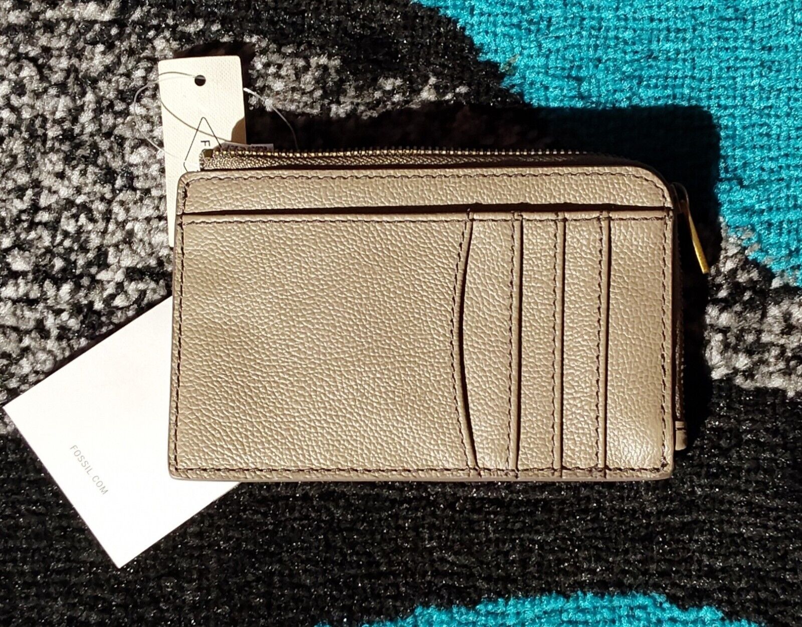 Fossil Jori Zip Card Case Stylish Small Wallet Khaki NWT