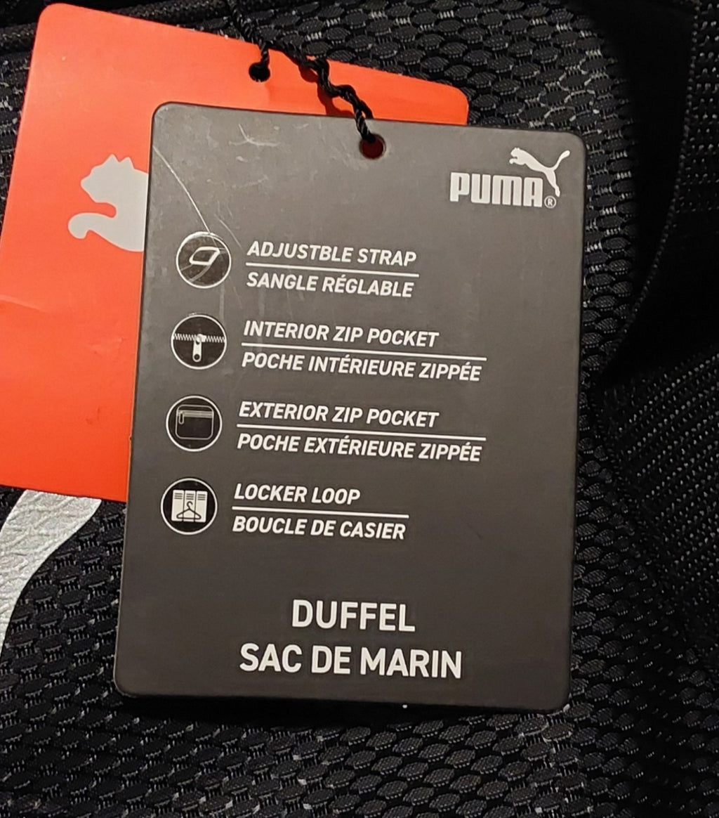 Puma Sports Duffle Bag Black And Silver NWT 🔥🔥🔥