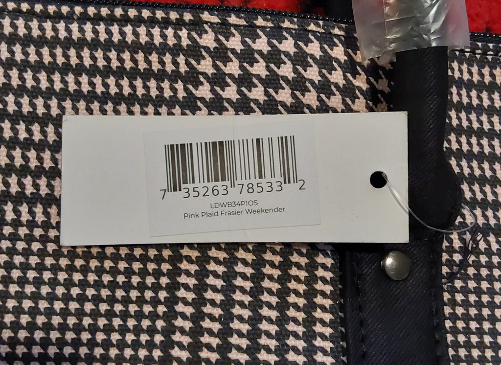 Lulu Dharma Pink Plaid Frasier Weekender Bag Overnight Travel Tote NWT 🔥🔥🔥