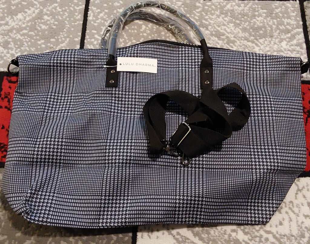Lulu Dharma Blue Plaid Frasier Weekender Bag Overnight Travel Tote NWT 🔥🔥🔥