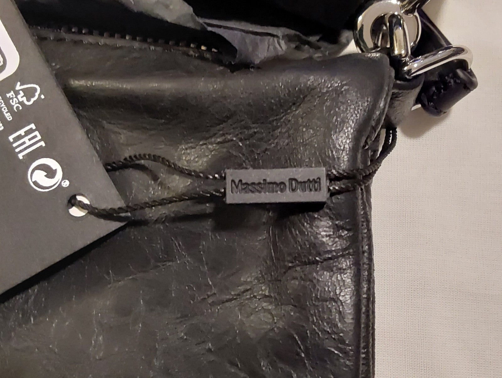 Massimo Dutti Distressed Nappa Leather Crossbody Black NWT 🔥🔥🔥