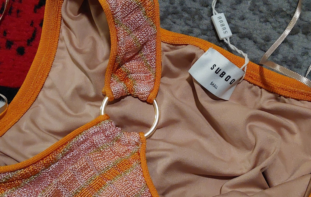SUBOO Biba One Shoulder One Piece Luxury Bikini Peach Stripe Small NWT 🔥🔥🔥