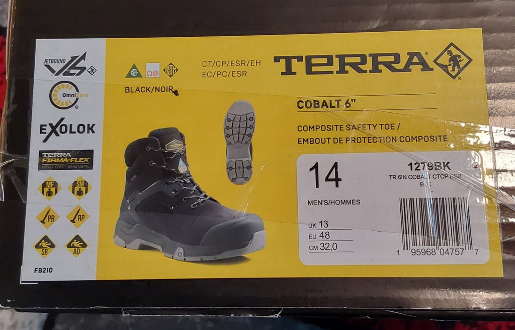 Terra Cobalt 6" Composite Toe Safety Work Boot Size 14 Black NIB🔥🔥🔥