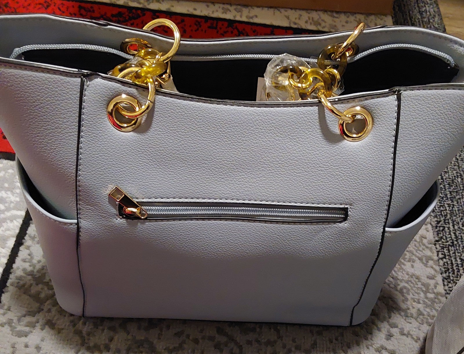 MFK Collection by Mia K Tote Bag & Wristlet Vegan Leather Gray NWT 🔥🔥🔥