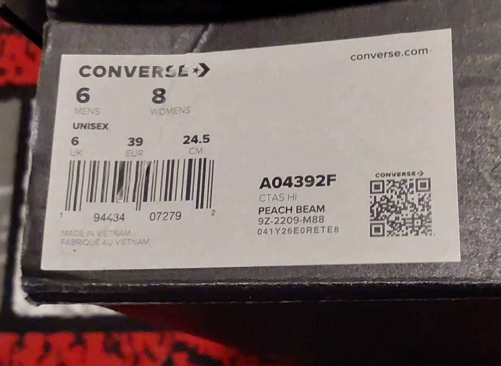  CONVERSE CHUCK TAYLOR  All Star High Peach Beam Size 6 NIB 🔥🔥🔥